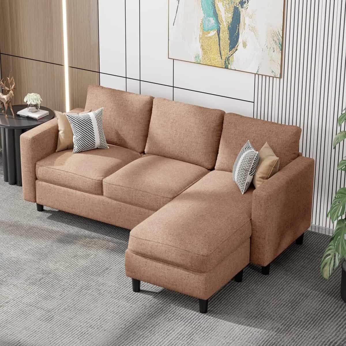 Sectional Sofa Free Combination Sectional Couch Small L-Shaped Linen Fabric Sofa for Living Room