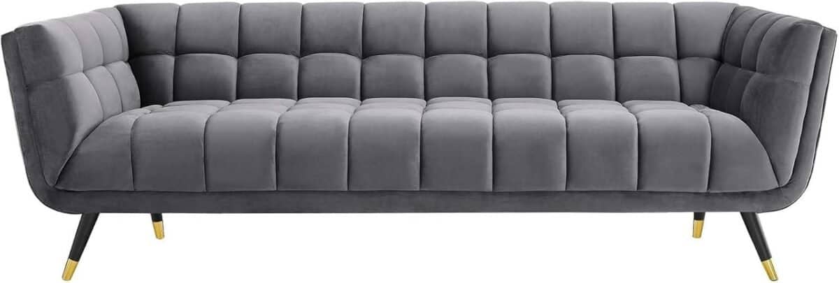 Modway Adept Contemporary Mid-Century Modern Performance Velvet Upholstered Tufted Sofa