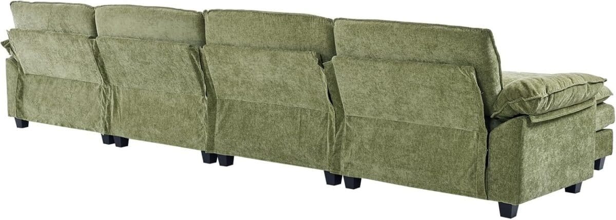 Sofa Modular Deep Seat Sofa Couch with Ottoman, Chenille Sofa Sleeper Comfy Upholstered Furniture for Living Room
