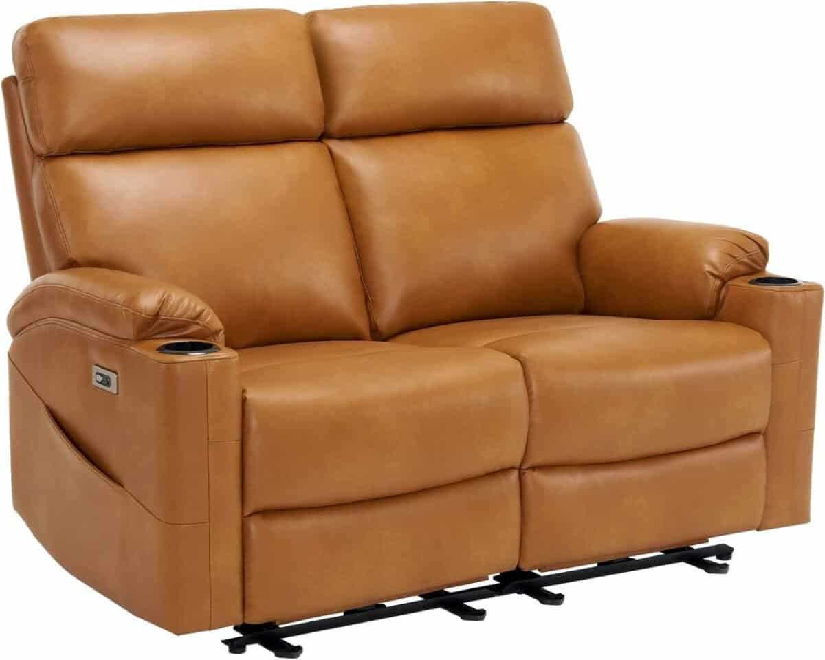 Power Recliner Loveseat, Electric Reclining Sofa with USB & Type-C Ports, Wall Hugger Loveseat Recliner with Extended Footrest