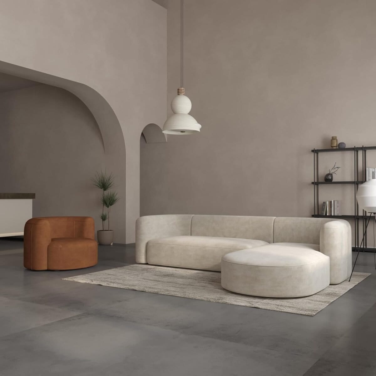 Modern Tight Curved Back Velvet Sofa, Minimalist Style Comfy Couch for Living Room