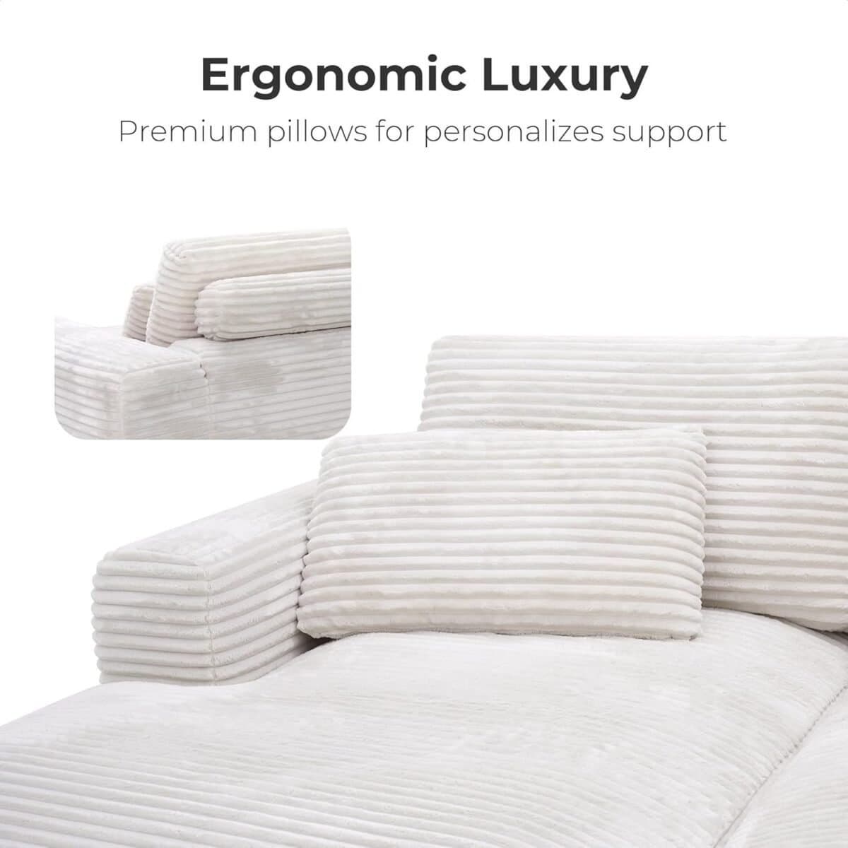 Double Chaise Lounge with Plush Corduroy Upholstery, Oversized Sectional Sofa Bed, Loveseat for Living Room