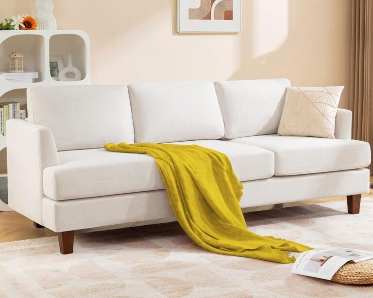 Sofa Couch with Deep Seats, Mid Century Modern Upholstered Sofa with Armrests, Comfy Couches for Living Room, Bedroom