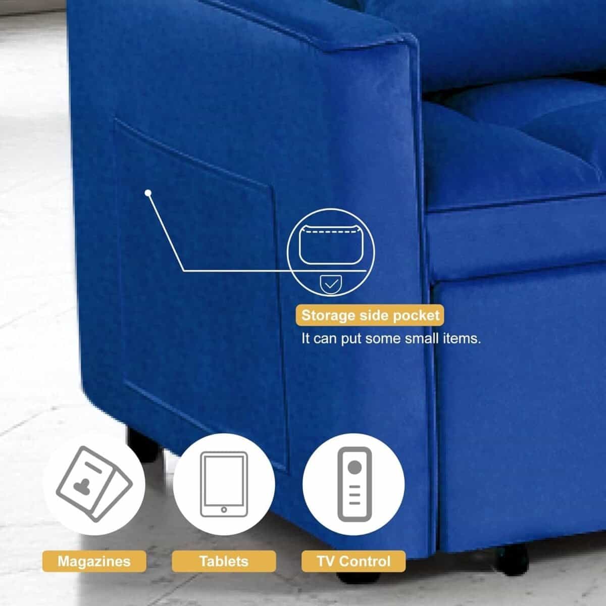 3 in 1 Sleeper Sofa Bed, Sleeper Sofa Couch with Pullout Bed, Convertible Love Seat Sleepers Bed with Side Pocket