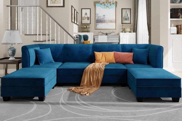 Sectional Couch Modular Sofa with Reversible Chaise Velvet U-Shaped Couch Sofa
