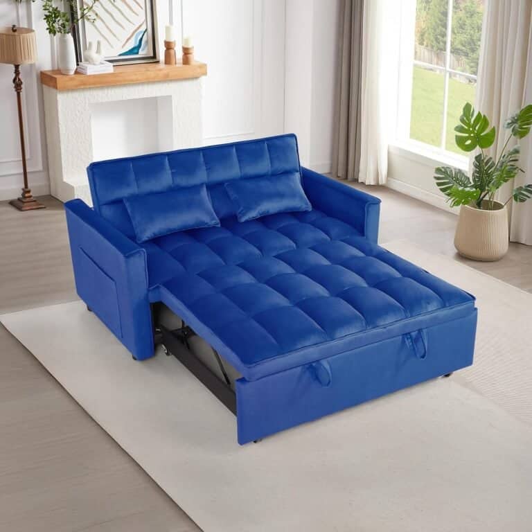 3 in 1 Sleeper Sofa Bed, Sleeper Sofa Couch with Pullout Bed, Convertible Love Seat Sleepers Bed with Side Pocket
