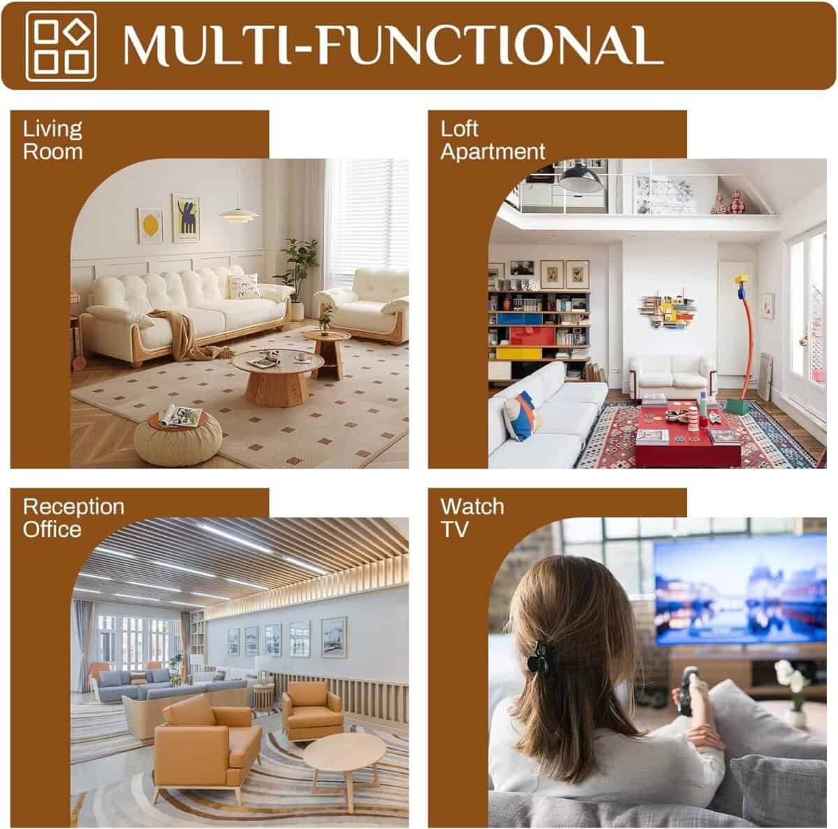 Oversized Bean Bag Chair, Upholstered Chenille Round Sofa Bed, Fluffy Plush Chaise Lounge Chair Indoor, Modern Comfy Cloud Couch with Deep Seat for Living Room