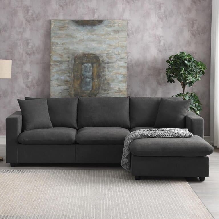 Modern L-shaped sectional sofa with a convertible ottoman and 2 pillows, 4-Seat Couch for Living Room, Sectional sofa for small spaces