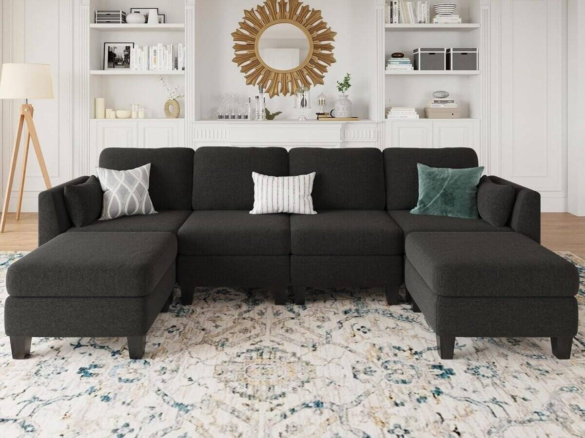 Modular Sectional Sofa, Convertible U Shaped Sofa Couch with High Density Memory Foam, 6 Seat Comfy Modular Sofa Couch