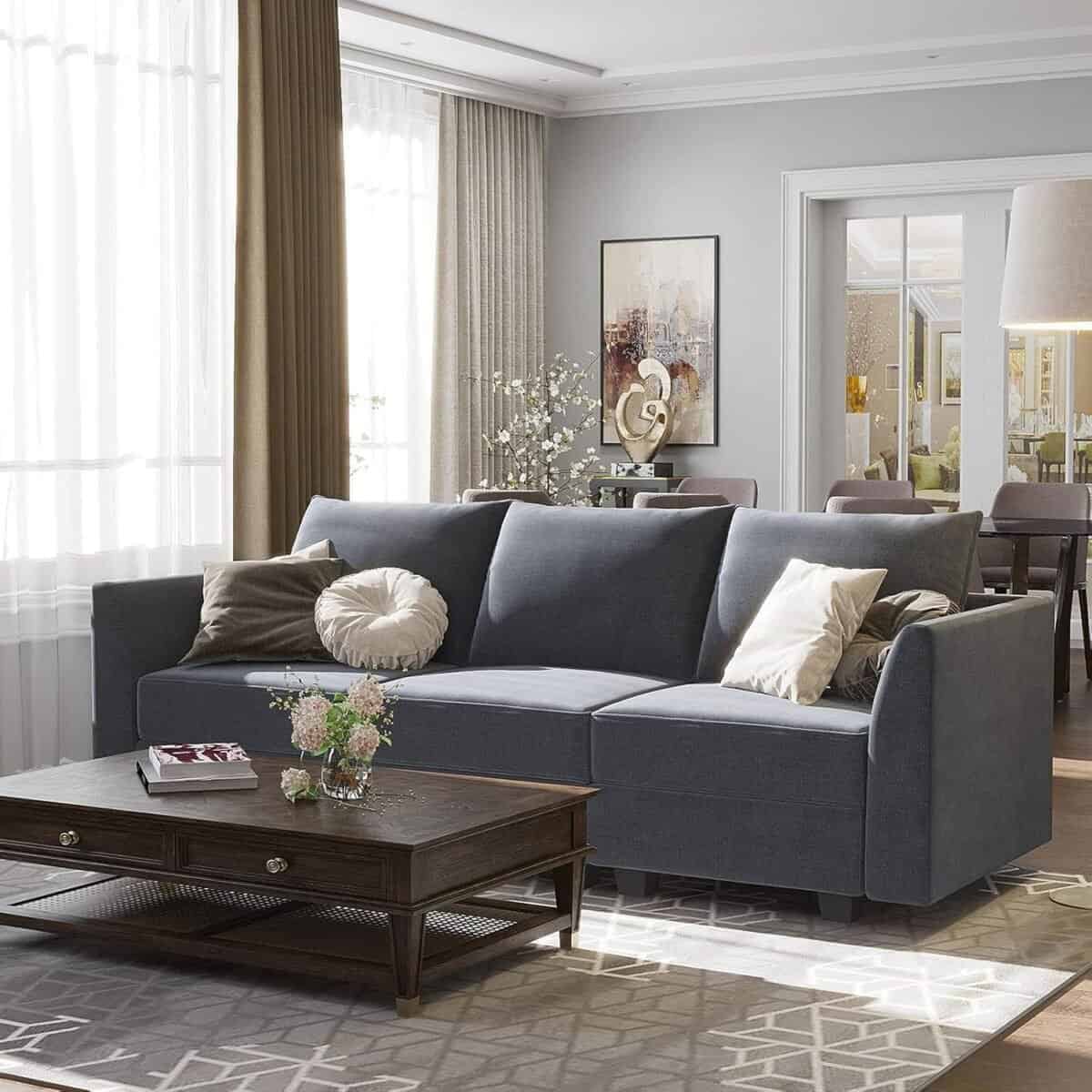 Modern Upholstered Sofa Polyester Fabric Modular Sofa for Small Apartment