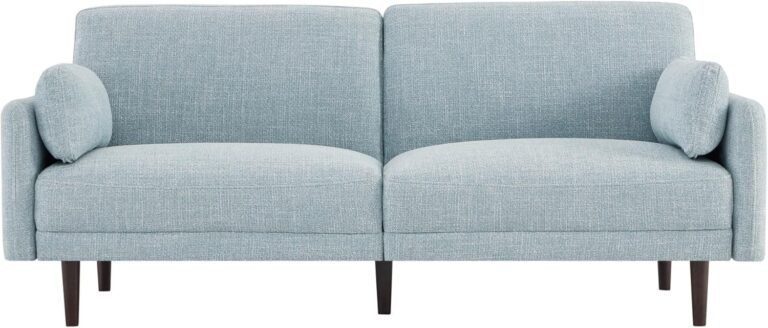 Mid-Century Modern Sofa, Fabric Couch for Living Room with Solid Wood Leg, No-Tools Assembly, 73''W