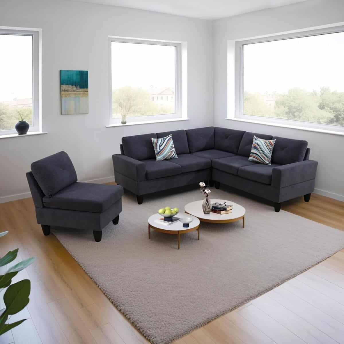 Calico 4-Piece Couch Living Room Couch Set with Sofa and Loveseat,Modular L /  U Shaped Sectional Couches