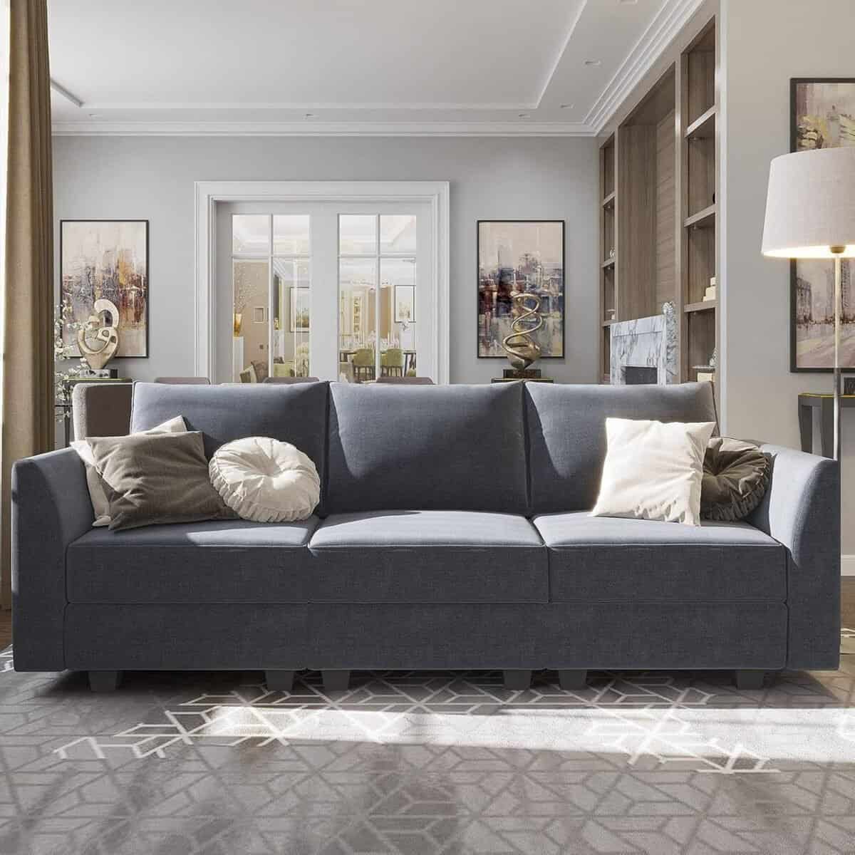 Modern Upholstered Sofa Polyester Fabric Modular Sofa for Small Apartment