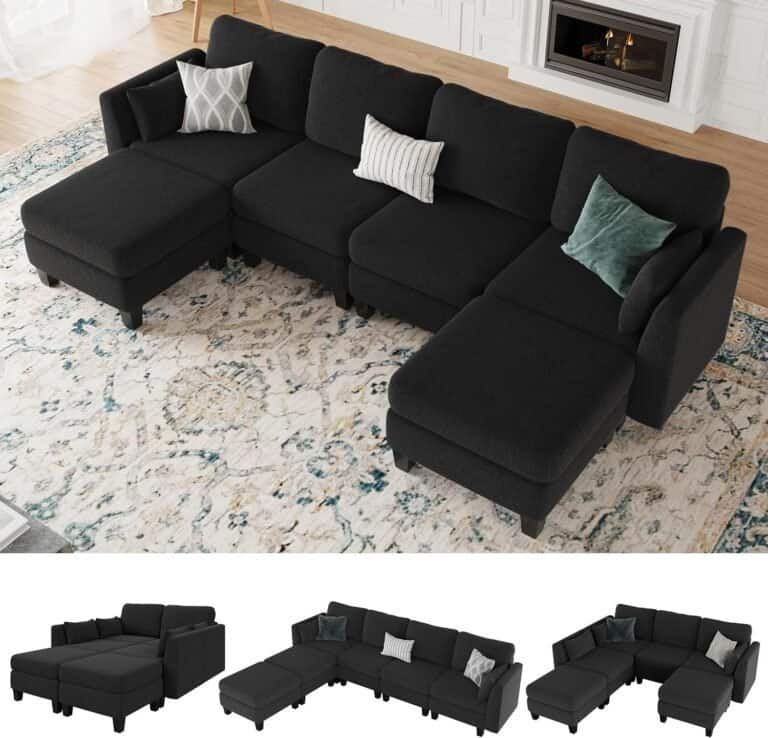 Modular Sectional Sofa, Convertible U Shaped Sofa Couch with High Density Memory Foam, 6 Seat Comfy Modular Sofa Couch