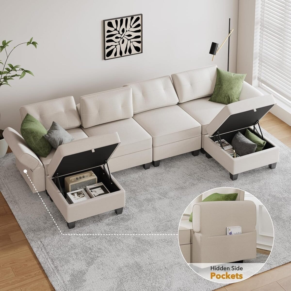 Sectional Couches for Living Room, Modular Sectional U Shaped Sofa with Storage, Oversized Modular Sofa