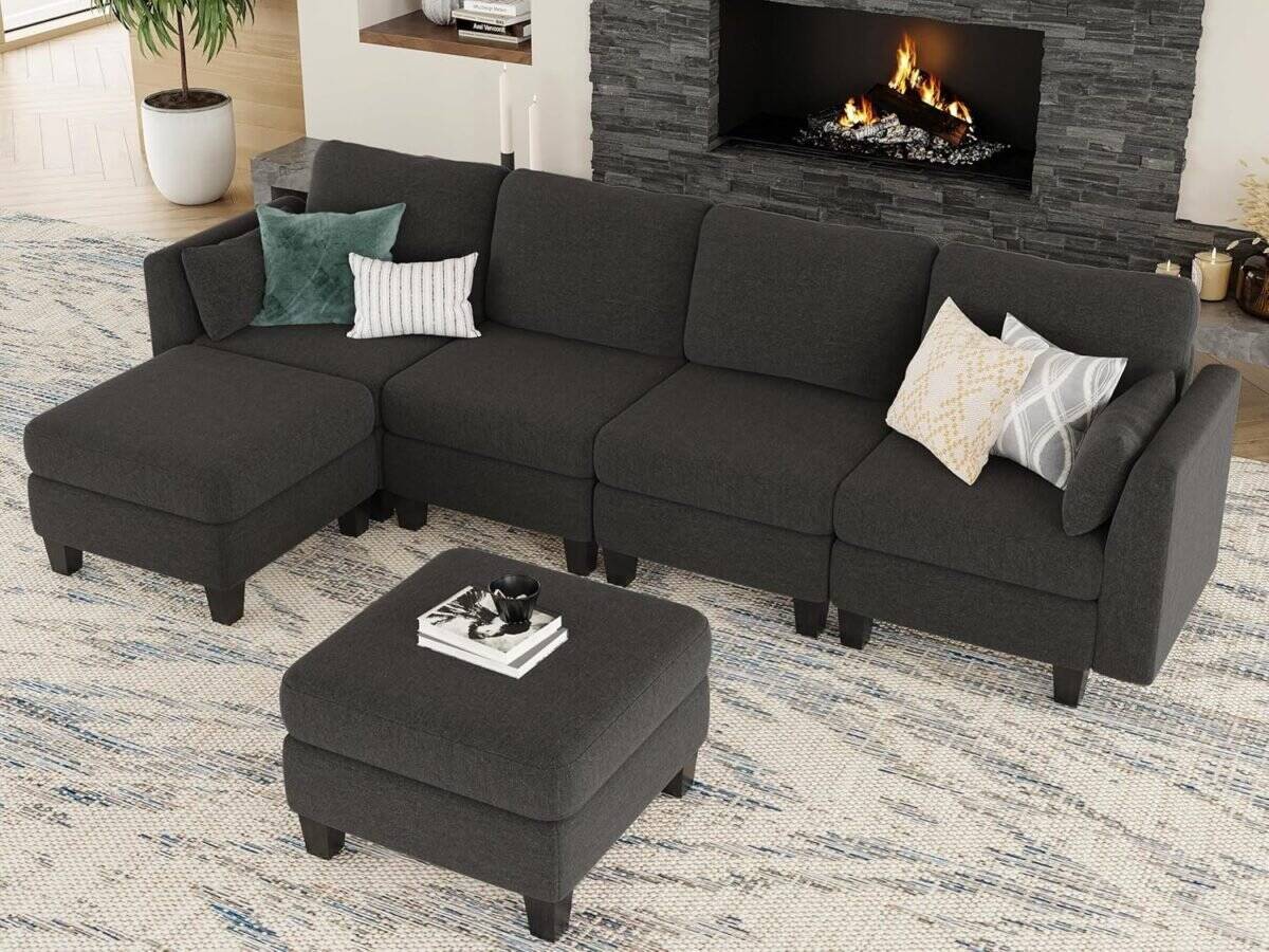 Modular Sectional Sofa, Convertible U Shaped Sofa Couch with High Density Memory Foam, 6 Seat Comfy Modular Sofa Couch