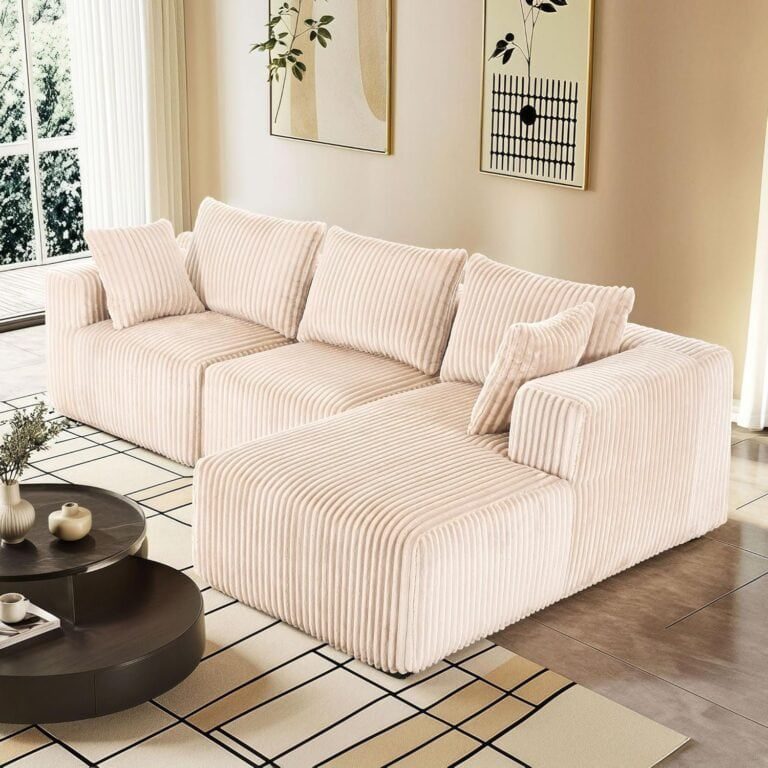 Modular Sectional Sofa with L-Shape Chaise, Cloud Sofa Living Room Bedroom Upholstered Sofa