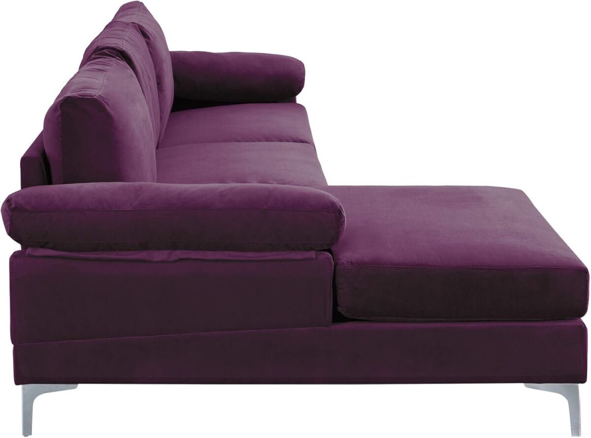 Modern Large Velvet L-Shape Sectional Sofa, with Extra Wide Chaise Lounge Couch  Home
