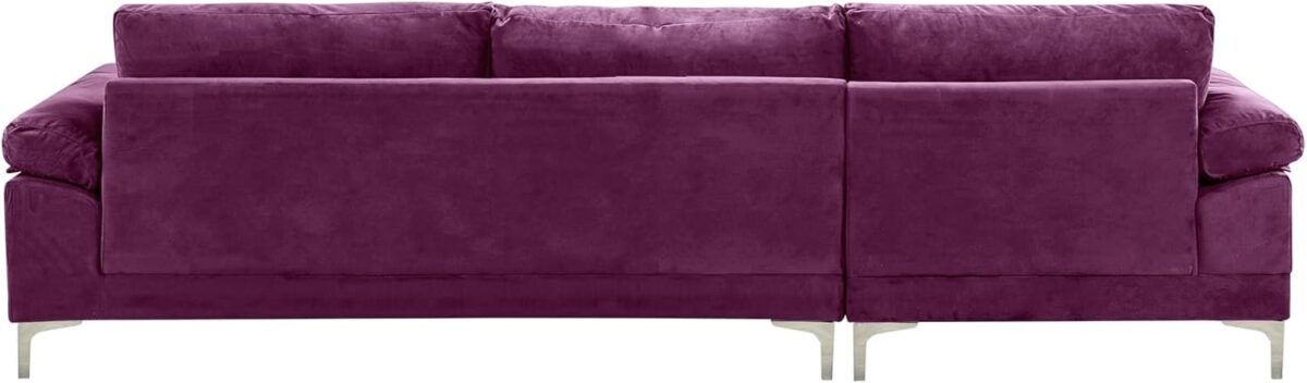 Modern Large Velvet L-Shape Sectional Sofa, with Extra Wide Chaise Lounge Couch  Home