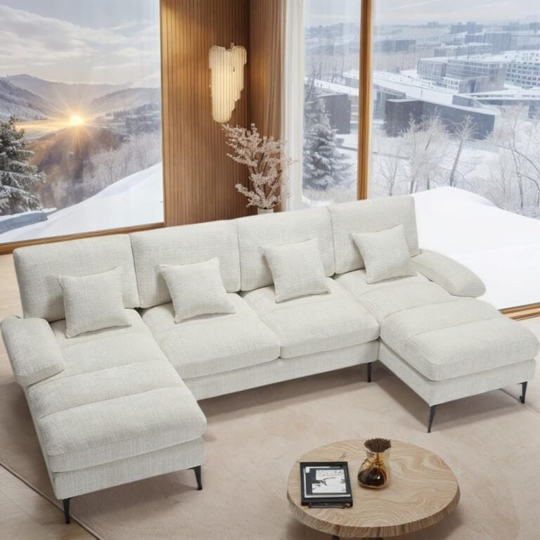 Sectional Sofa, 4-Seat Modular Couch with Removable Pillows, Flexible Combination Modern Deep Seat Sofa