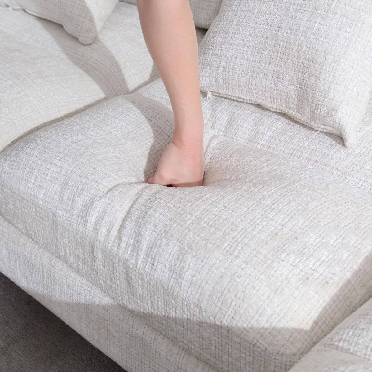 Sectional Sofa, 4-Seat Modular Couch with Removable Pillows, Flexible Combination Modern Deep Seat Sofa