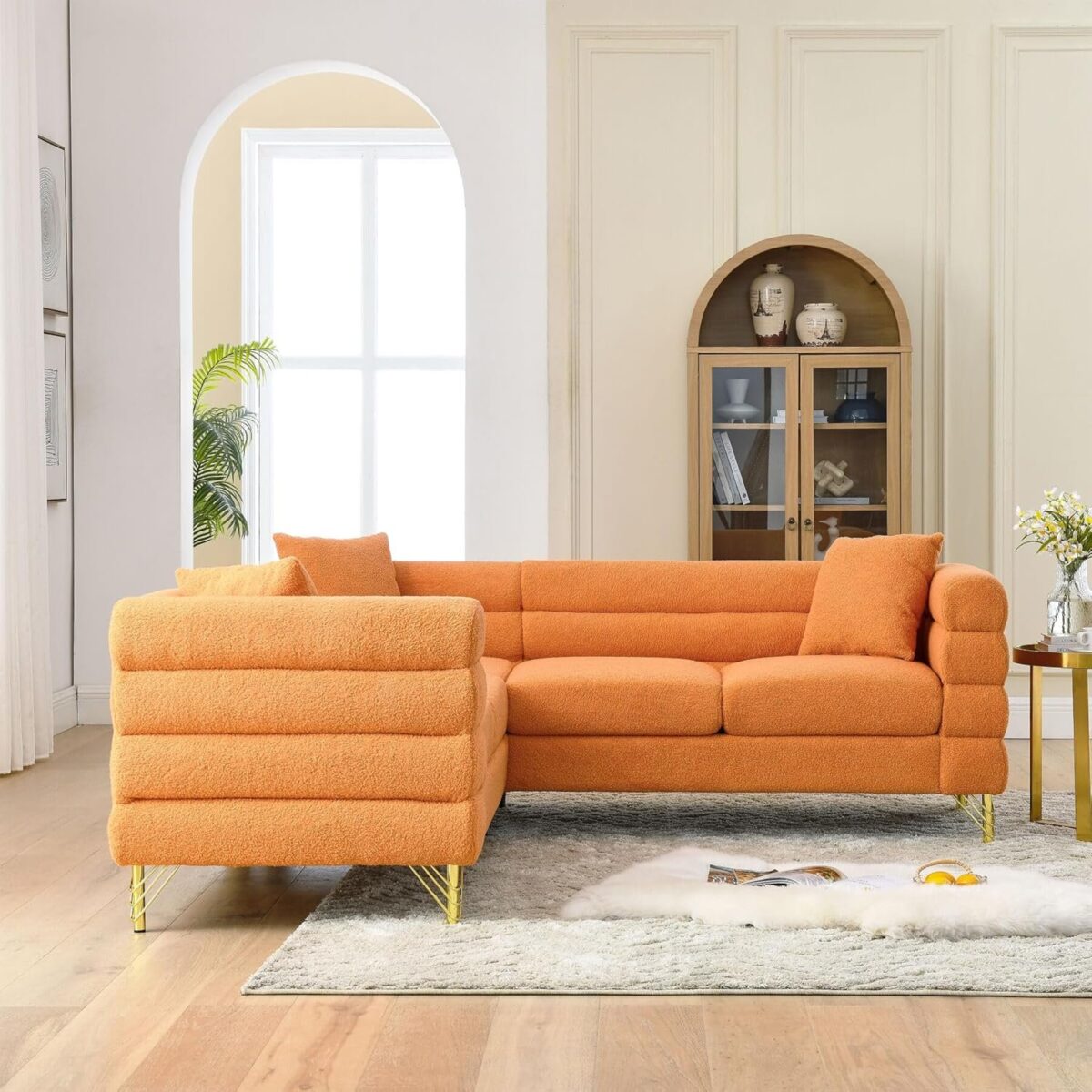 V Shape Corner Sofa, 81.5" Oversized Modular Sectional Sofa with 3 Cushions, 5 Seat Couch for Living Room