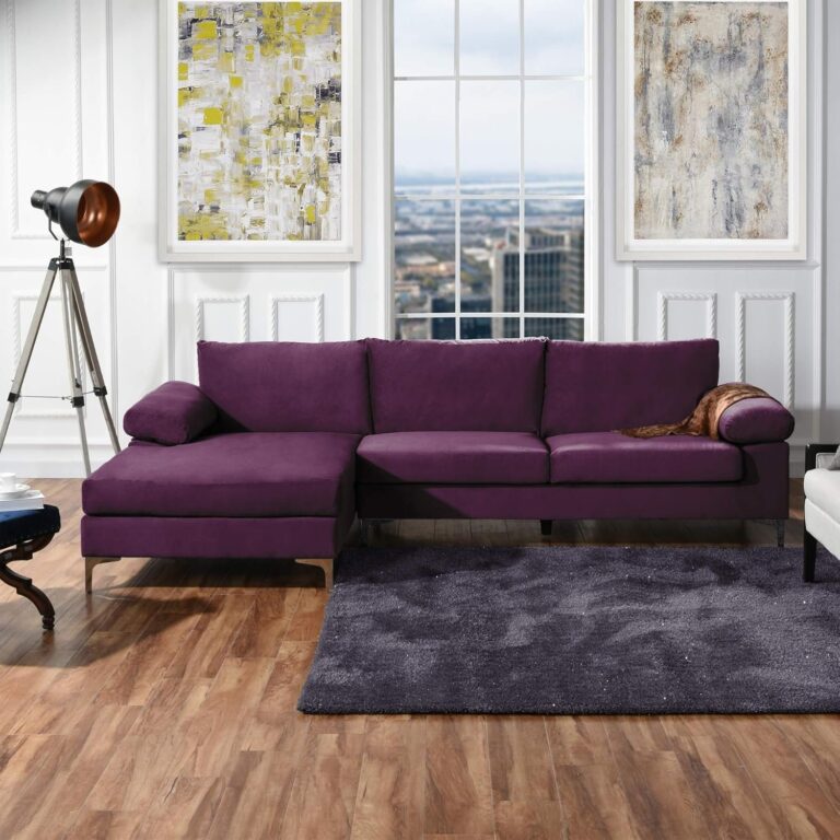 Modern Large Velvet L-Shape Sectional Sofa, with Extra Wide Chaise Lounge Couch Home