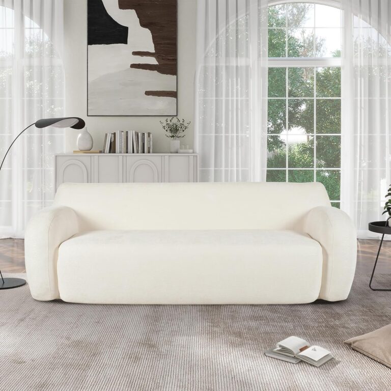 Curved Upholstered Sponge Sofa 3-Seat Modular Casual Couch for Living Room