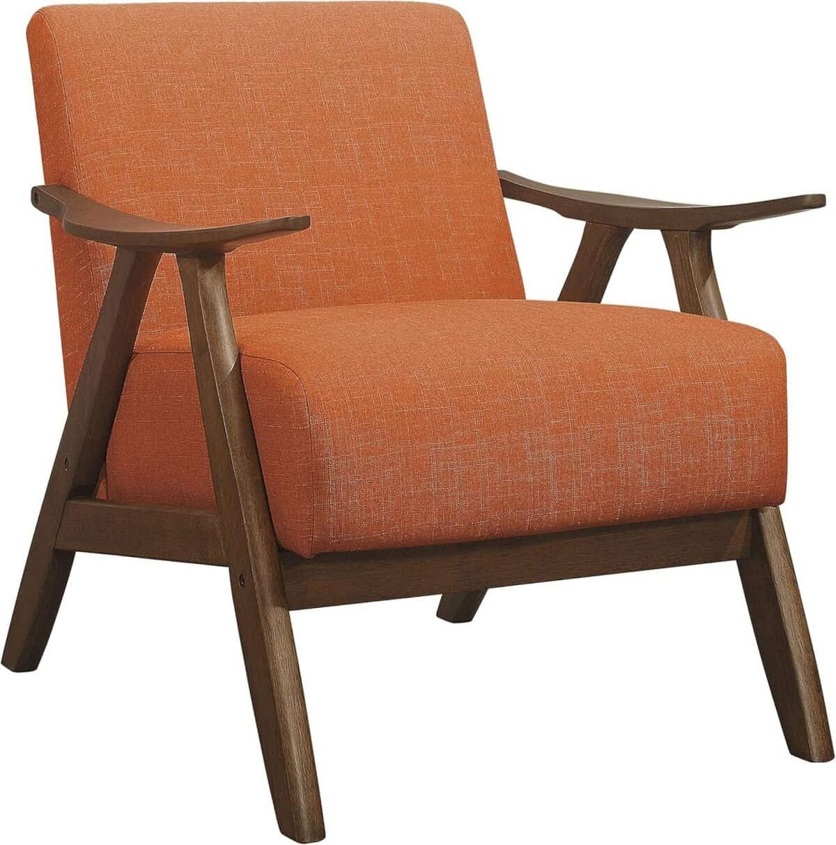 Retro Loveseat with Curved Walnut Wood Arms