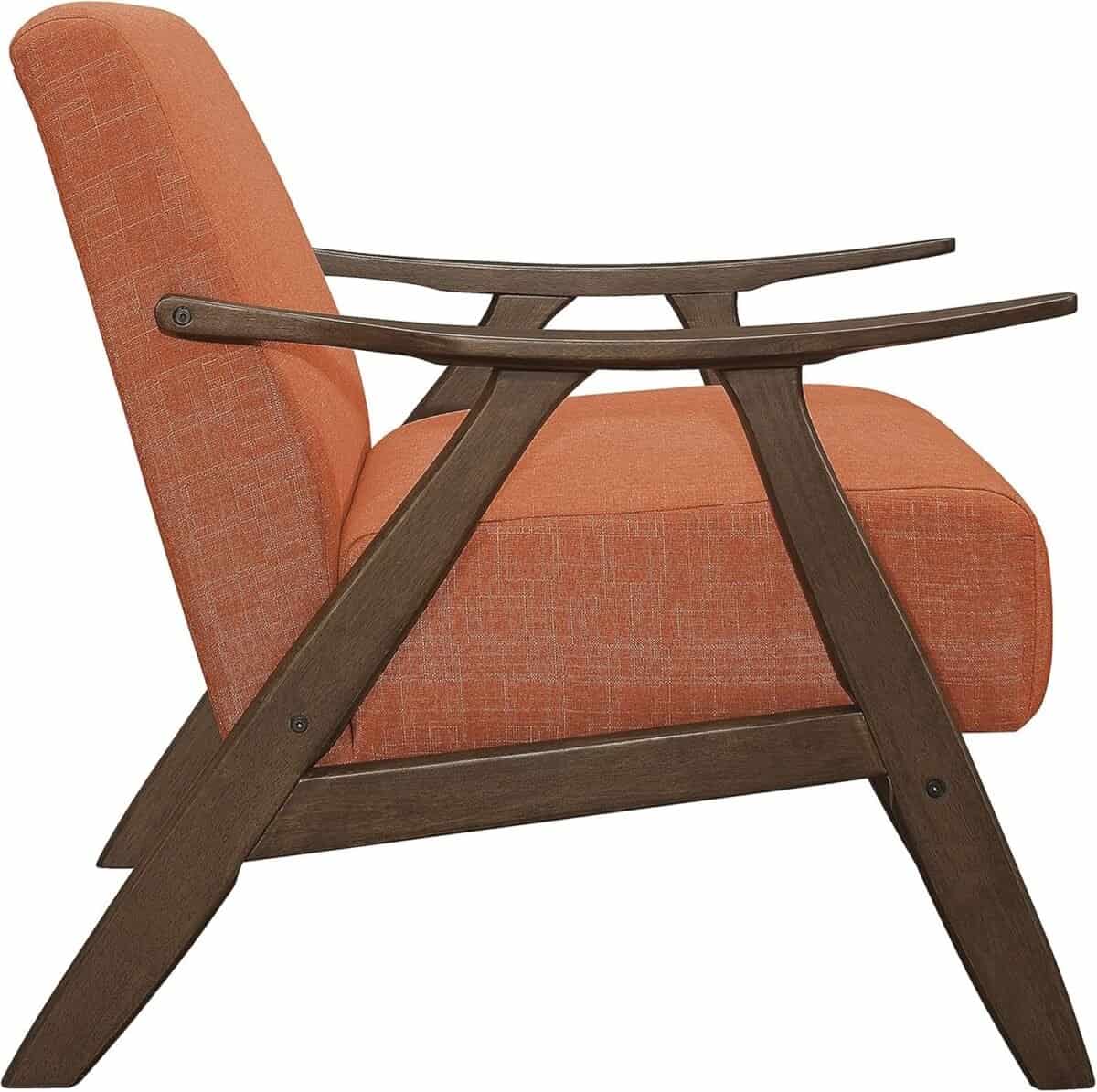Retro Loveseat with Curved Walnut Wood Arms
