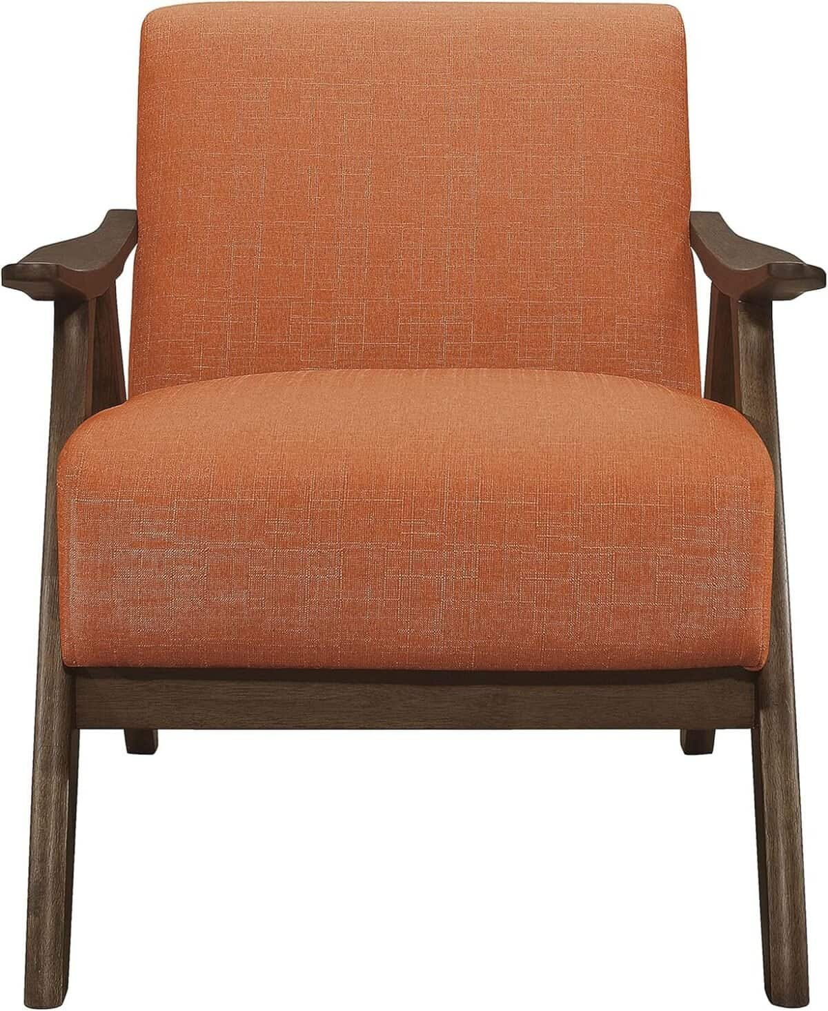 Retro Loveseat with Curved Walnut Wood Arms