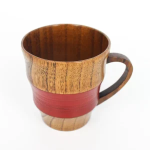 handcrafted striped wood mug