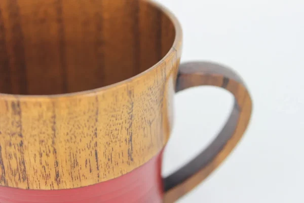 handcrafted striped wood mug
