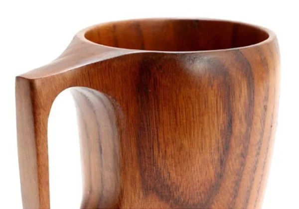 handcrafted wooden mug for hot & cold drinks