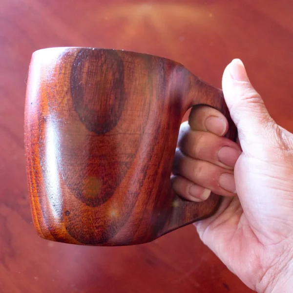 handcrafted wooden mug for hot & cold drinks